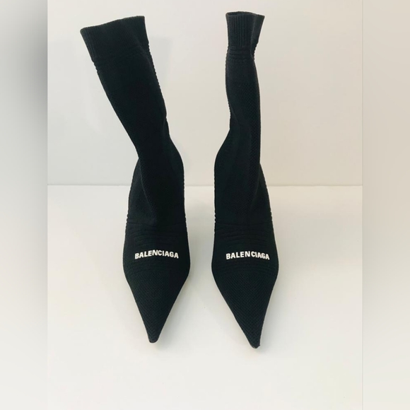 New 💯 Authentic Balenciaga Black Knit Fabric Knife Ankle Socks Booties 35.5 - Picture 1 of 17